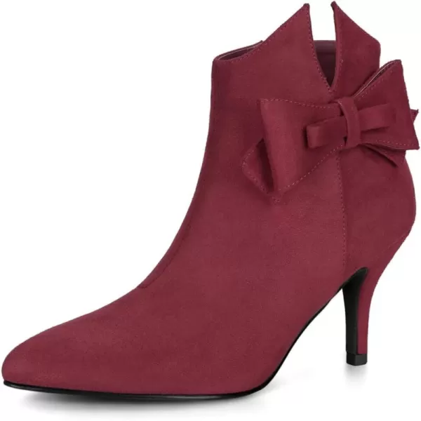 Allegra K Women's Point Toe Bow Stiletto Heel Ankle Boots