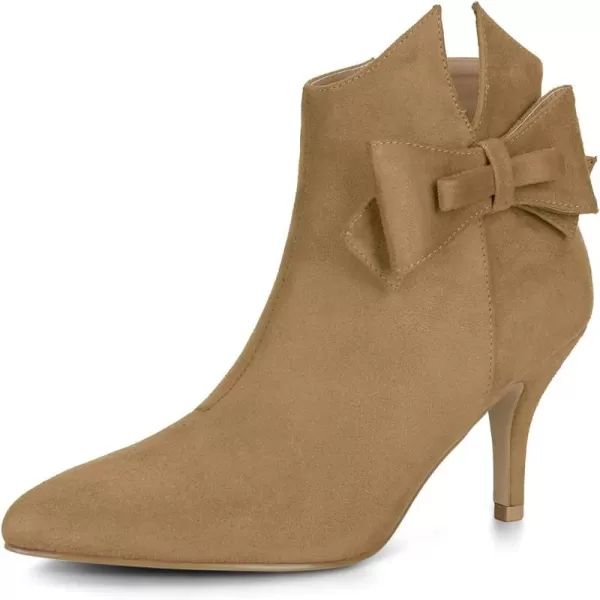 Allegra K Women's Point Toe Bow Stiletto Heel Ankle Boots