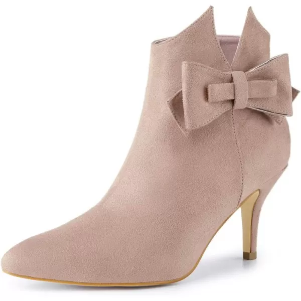 Allegra K Women's Point Toe Bow Stiletto Heel Ankle Boots