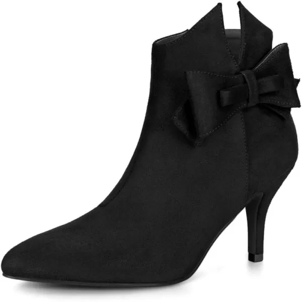 Allegra K Women's Point Toe Bow Stiletto Heel Ankle Boots