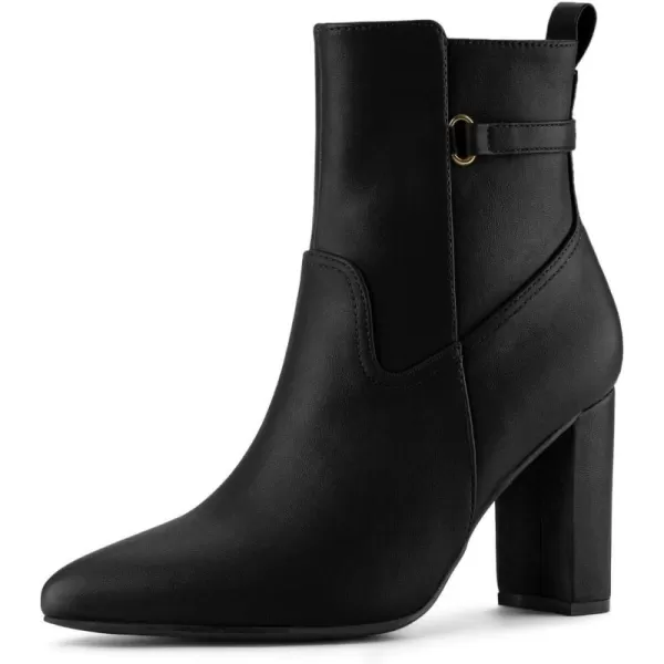 Allegra K Women's Pointed Toe Chunky High Heels Ankle Boots