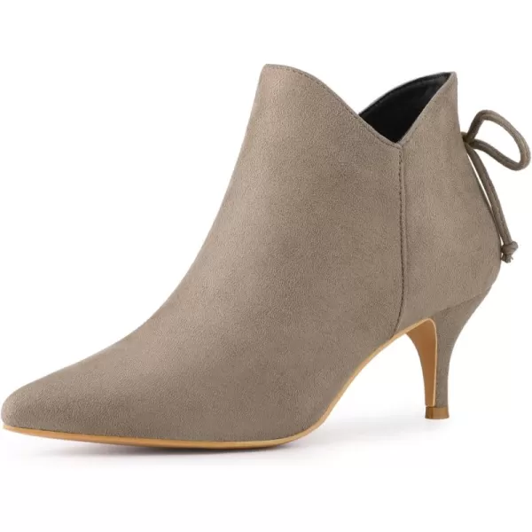 Allegra K Women's Pointed Toe Kitten Heel Ankle Booties