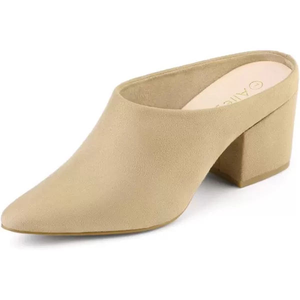 Allegra K Women's Pointed Toe Slip on Block Heel Slide Mules