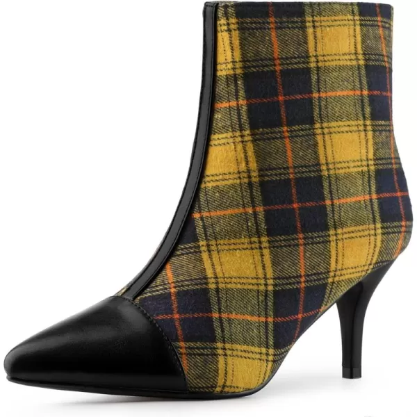 Allegra K Women's Pointed Toe Stiletto Heels Houndstooth Ankle Booties