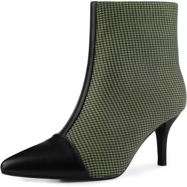 Allegra K Women's Pointed Toe Stiletto Heels Houndstooth Ankle Booties