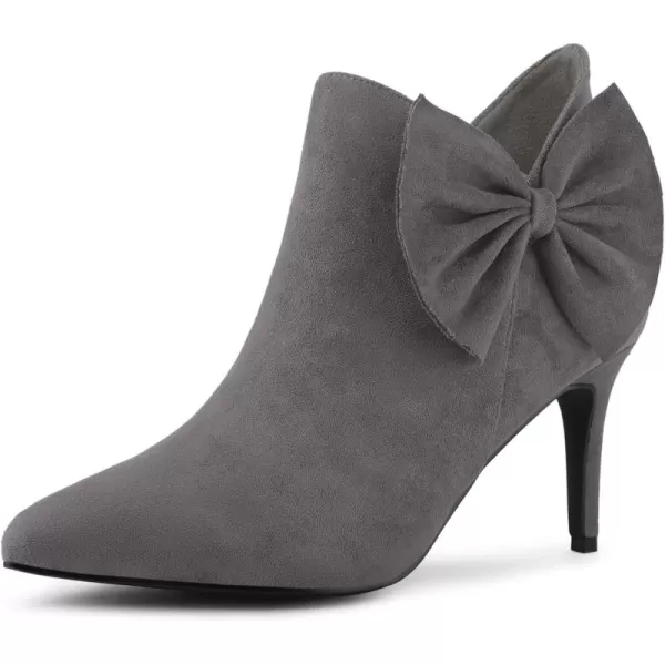 Allegra K Women's Pointed Toe Zip Bow Stiletto Heels Ankle Boots