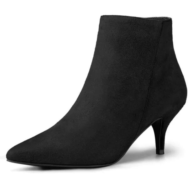 Allegra K Women's Pointed Toe Zip Stiletto Kitten Heel Ankle Booties