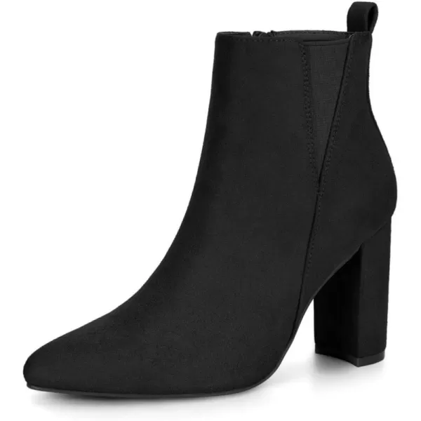 Allegra K Women's Pointed Toe Zipper Block Heel Ankle Chelsea Boots