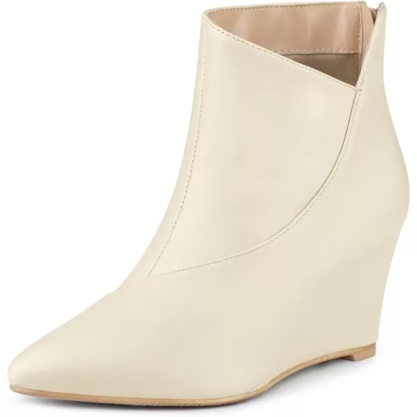 Allegra K Women's Pointed Toe Zipper Wedge Heel Ankle Booties