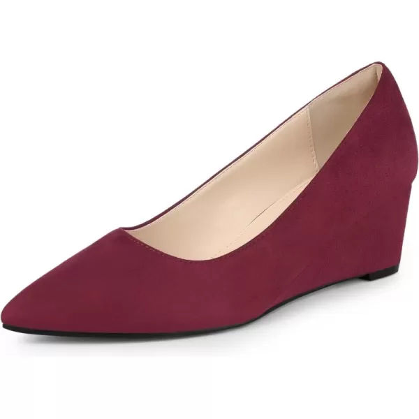 Allegra K Women's Pointy Toe Slip On Wedge Heel Pumps