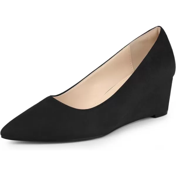 Allegra K Women's Pointy Toe Slip On Wedge Heel Pumps