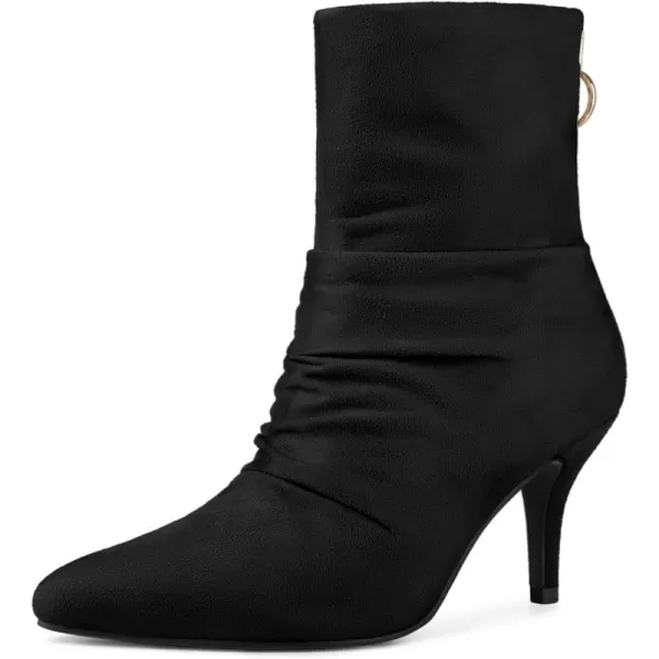 Allegra K Women's Pointy Toe Slouch Back Zipper Stiletto Heel Ankle Boots