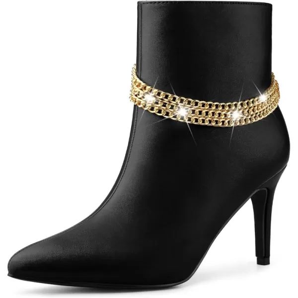 Allegra K Women's Pointy Toe Stiletto Heels Chain Ankle Boots