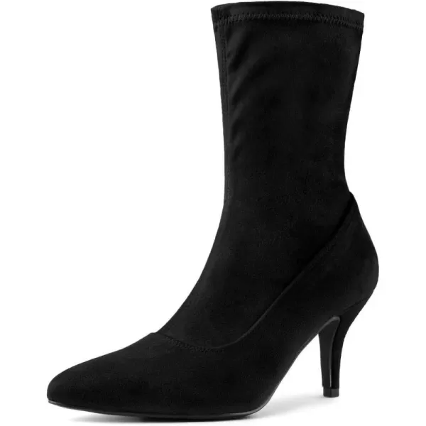 Allegra K Women's Pointy Toe Stretch Sock Stiletto Heels Ankle Boots