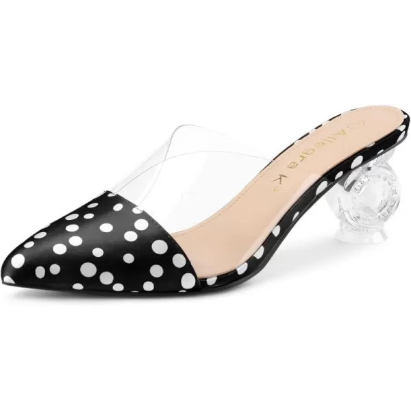 Allegra K Women's Polka Dots Clear Chunky Heels Slides Mules