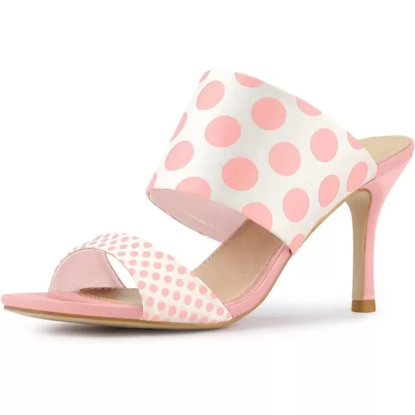 Allegra K Women's Polka Dots Stiletto Heel Slides Sandals