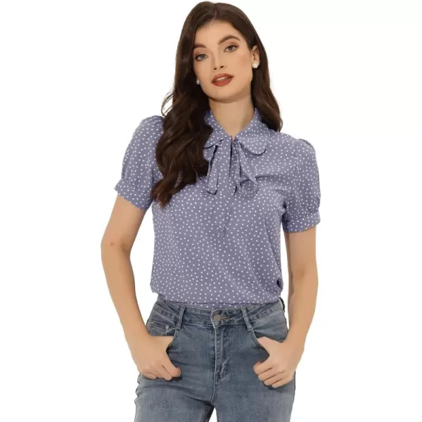 Allegra K Women's Retro Dots Blouses Bow Tie Peter Pan Collar Chiffon Blouse