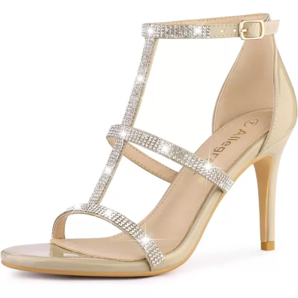 Allegra K Women's Rhinestone Ankle Strap Stiletto High Heel Sandals