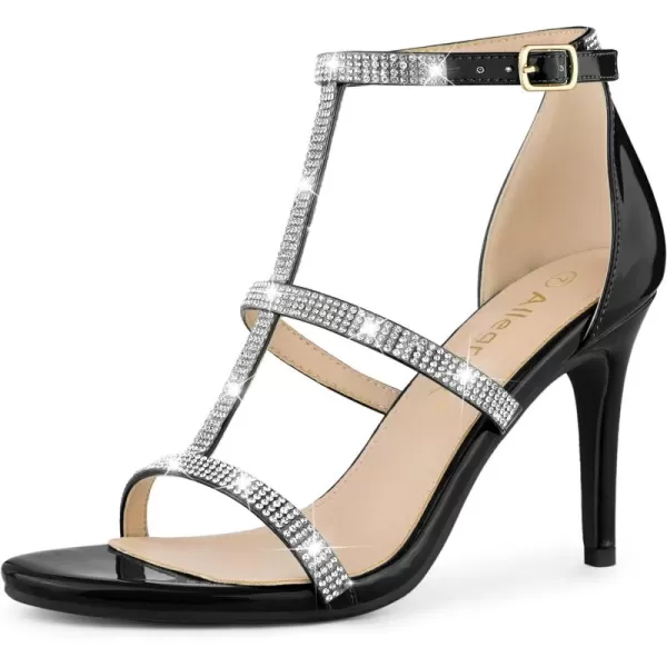 Allegra K Women's Rhinestone Ankle Strap Stiletto High Heel Sandals