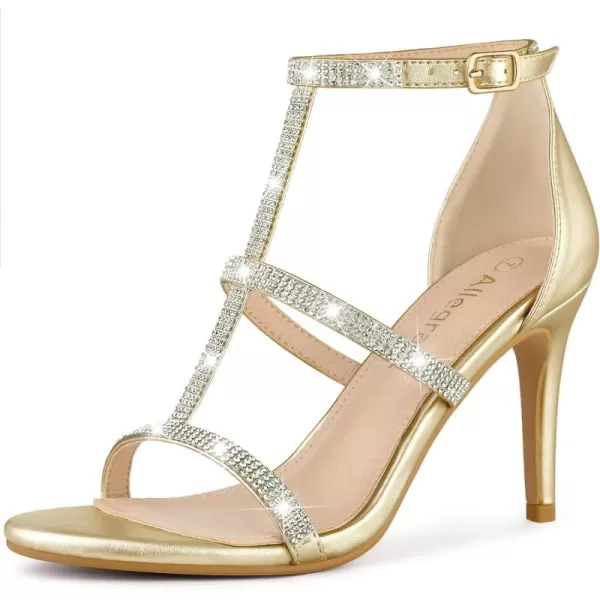 Allegra K Women's Rhinestone Ankle Strap Stiletto High Heel Sandals