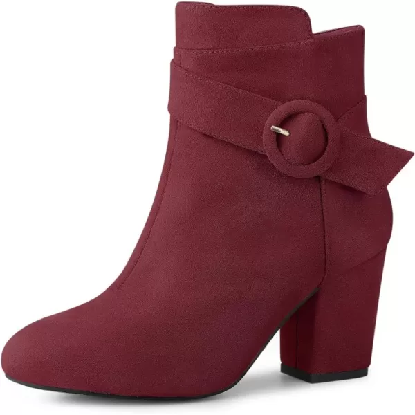 Allegra K Women's Round Toe Block Heel Boots Ankle Booties