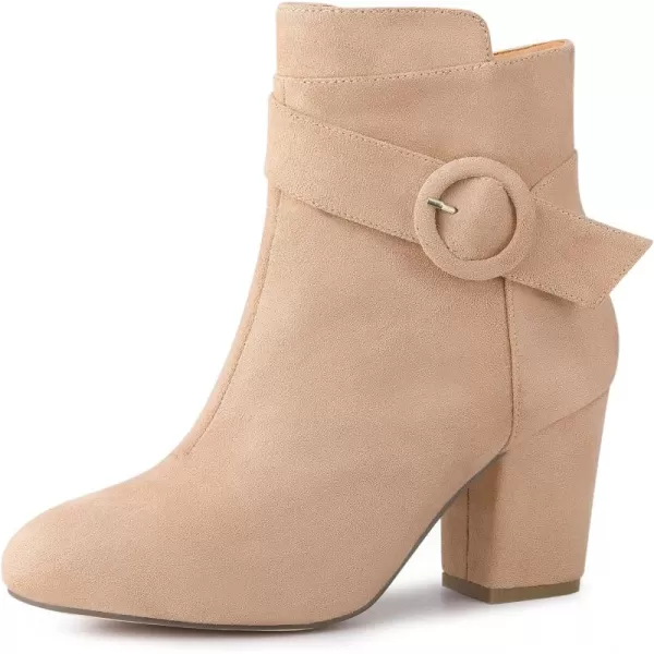 Allegra K Women's Round Toe Block Heel Boots Ankle Booties