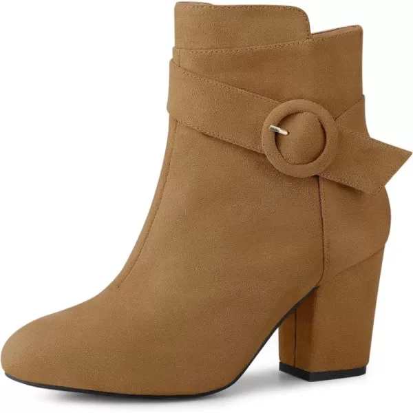 Allegra K Women's Round Toe Block Heel Boots Ankle Booties