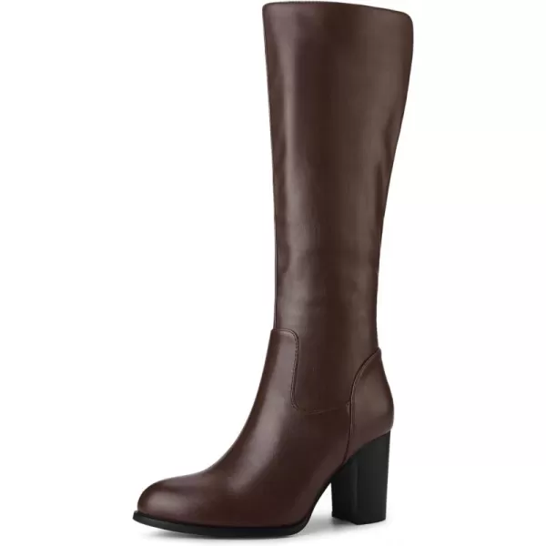 Allegra K Women's Round Toe Block Heeled Knee High Boots