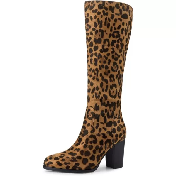 Allegra K Women's Round Toe Block Heeled Knee High Boots