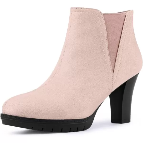 Allegra K Women's Round Toe Block Heels Chelsea Ankle Boots