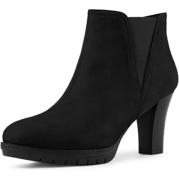 Allegra K Women's Round Toe Block Heels Chelsea Ankle Boots