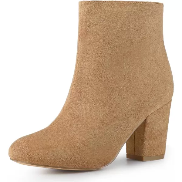 Allegra K Women's Round Toe Chunky Heel Ankle Boots