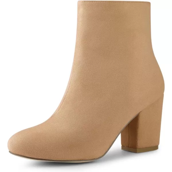 Allegra K Women's Round Toe Chunky Heel Ankle Boots