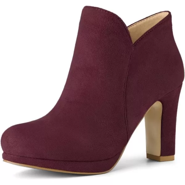 Allegra K Women's Round Toe Chunky Heeled Ankle Heel Boots