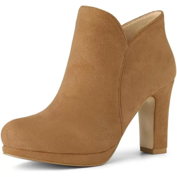 Allegra K Women's Round Toe Chunky Heeled Ankle Heel Boots