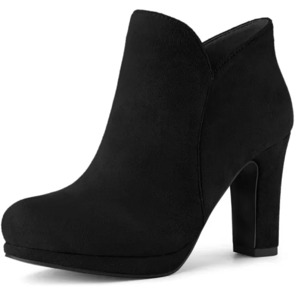 Allegra K Women's Round Toe Chunky Heeled Ankle Heel Boots