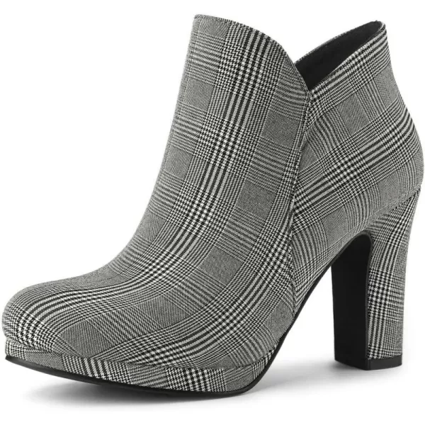 Allegra K Women's Round Toe Chunky Heeled Ankle Heel Boots