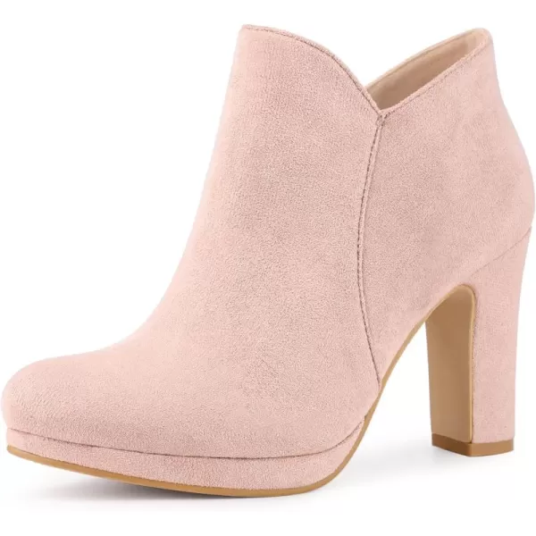 Allegra K Women's Round Toe Chunky Heeled Ankle Heel Boots