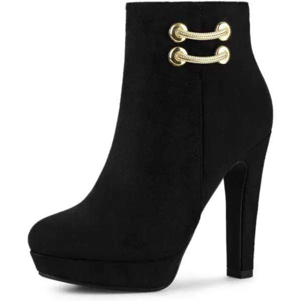 Allegra K Women's Round Toe Chunky High Heel Platform Ankle Boots