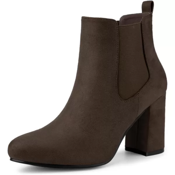 Allegra K Women's Round Toe Chunky High Heels Ankle Chelsea Boots