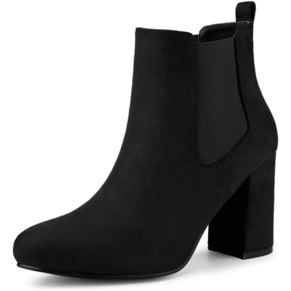 Allegra K Women's Round Toe Chunky High Heels Ankle Chelsea Boots