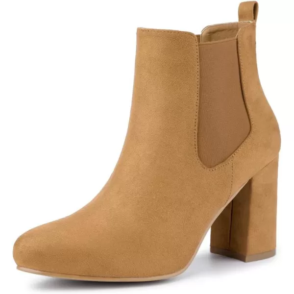 Allegra K Women's Round Toe Chunky High Heels Ankle Chelsea Boots