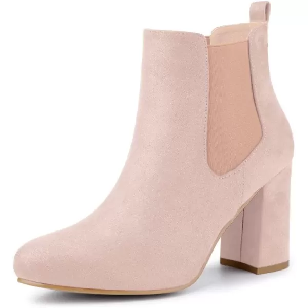 Allegra K Women's Round Toe Chunky High Heels Ankle Chelsea Boots