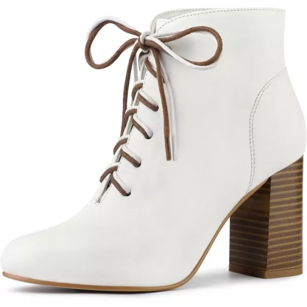 Allegra K Women's Round Toe Lace Up Chunky Heels Ankle Booties