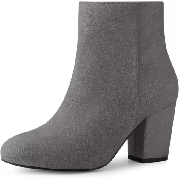 Allegra K Women's Round Toe Side Zip Chunky Heel Ankle Boots