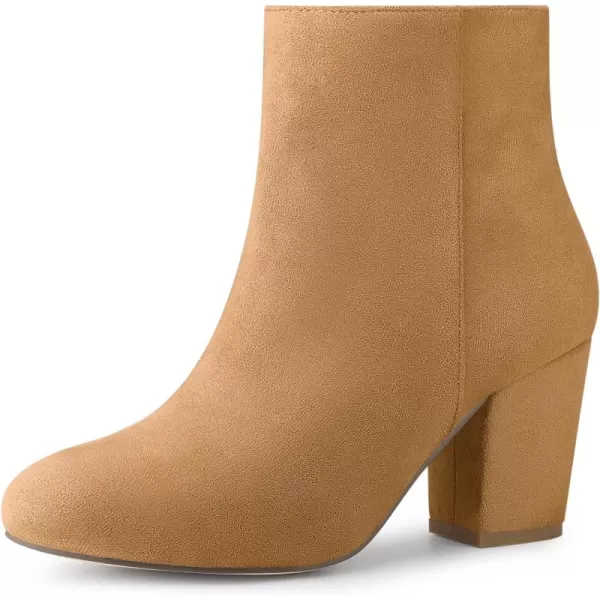 Allegra K Women's Round Toe Side Zip Chunky Heel Ankle Boots