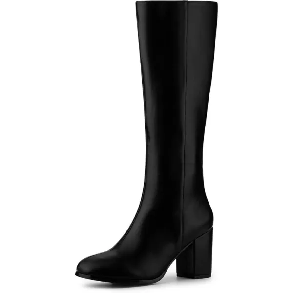 Allegra K Women's Round Toe Zip Block Heels Knee High Boots