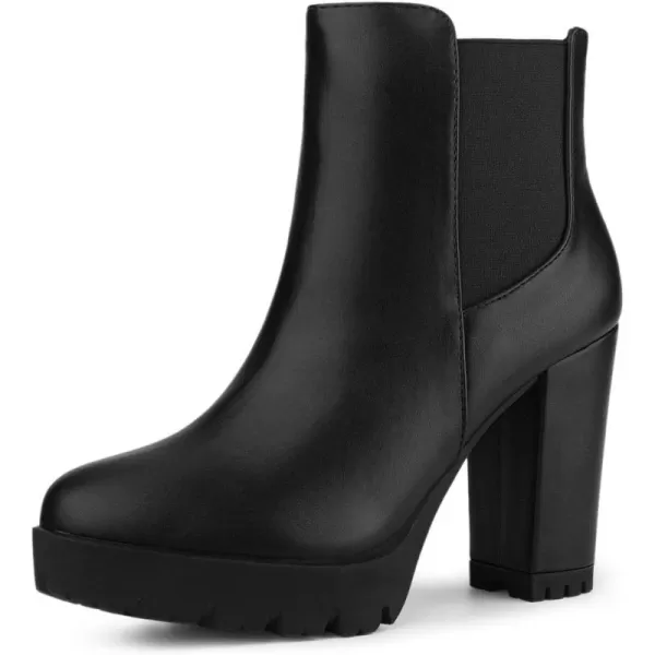 Allegra K Women's Round Toe Zipper Block Heel Platform Ankle Boots