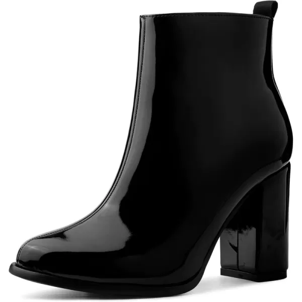 Allegra K Women's Round Toe Zipper Chunky Heels Ankle Boots