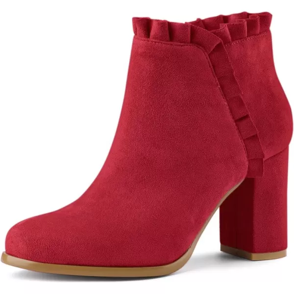 Allegra K Women's Ruffle Block Heel Ankle Boots